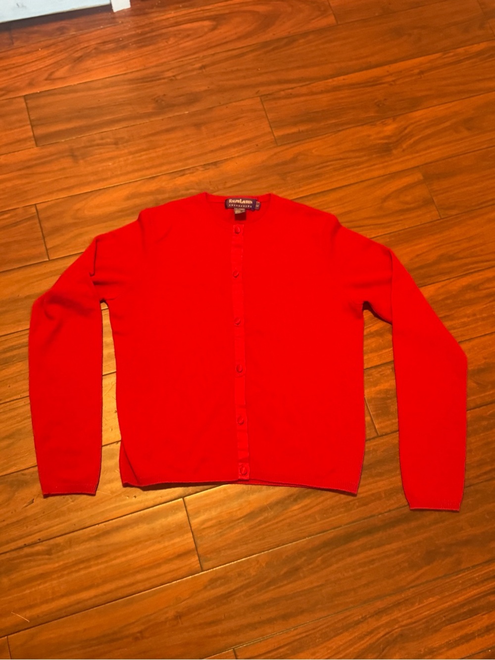Purple label Ralph Lauren Red Button-Front Women's Cardigan 100% cashmere - Picture 1 of 14
